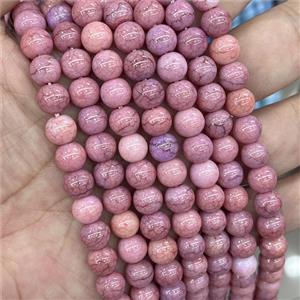 Ceramic Glass Beads Smooth Round Pink, approx 8mm dia [GS2771]