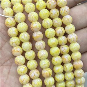 Ceramic Glass Beads Smooth Round Yellow, approx 8mm dia [GS2772]