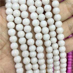Ceramic Glass Beads Smooth Round White, approx 8mm dia [GS2774]