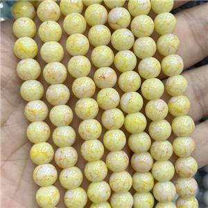 Yellow Glass Beads Smooth Round, approx 8mm dia [GS2779]