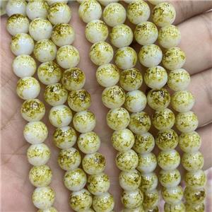 Glass Beads Smooth Round Yellow, approx 8mm dia [GS2780]