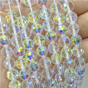 Chinese Crystal Glass Beads Clear Electroplated Faceted Round, approx 10mm [GS2792-10MM]