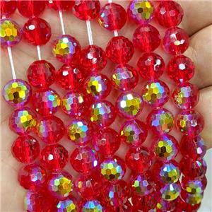 Chinese Crystal Glass Beads Red Electroplated Faceted Round, approx 6mm [GS2795-6MM]