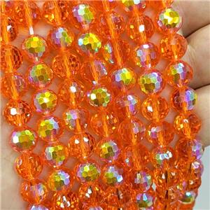 Orange Chinese Crystal Glass Beads Electroplated Faceted Round, approx 10mm [GS2796-10MM]