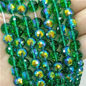 Green Chinese Crystal Glass Beads Electroplated Faceted Round, approx 6mm [GS2797-6MM]