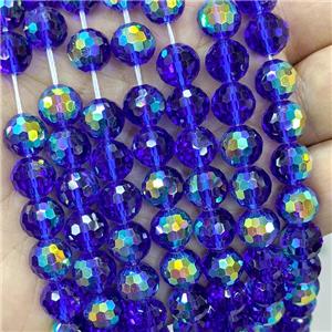 Darkblue Chinese Crystal Glass Beads Electroplated Faceted Round, approx 6mm [GS2799-6MM]