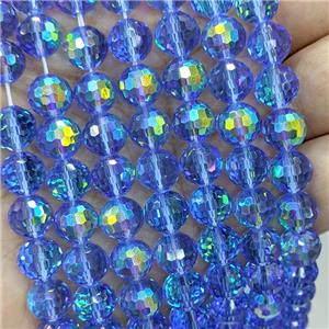 Blue Chinese Crystal Glass Beads Electroplated Faceted Round, approx 6mm [GS2800-6MM]