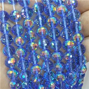 Blue Chinese Crystal Glass Beads Electroplated Faceted Round, approx 10mm [GS2801-10MM]