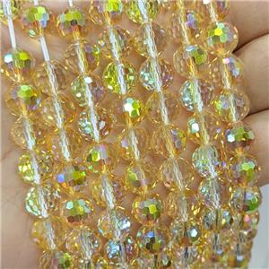 Golden Champagne Chinese Crystal Glass Beads Electroplated Faceted Round, approx 8mm [GS2803-8MM]