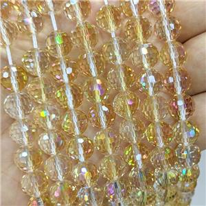 Golden Champagne Chinese Crystal Glass Beads Electroplated Faceted Round, approx 6mm [GS2804-6MM]