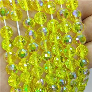 Yellow Chinese Crystal Glass Beads Electroplated Faceted Round, approx 10mm [GS2805-10MM]