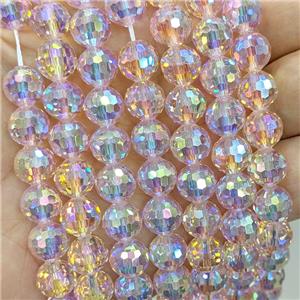 Pink Chinese Crystal Glass Beads Electroplated Faceted Round, approx 6mm [GS2806-6MM]