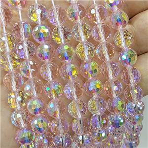 Pink Chinese Crystal Glass Beads Electroplated Faceted Round, approx 8mm [GS2807-8MM]