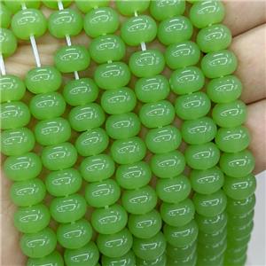 Jadeite Glass Beads Green Dye Smooth Rondelle, approx 10mm [GS2812]