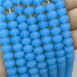 Jadeite Glass Beads Blue Dye Smooth Rondelle, approx 10mm [GS2813]