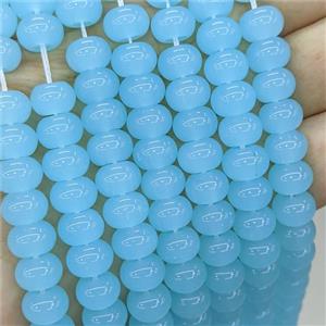 Jadeite Glass Beads Blue Dye Smooth Rondelle, approx 10mm [GS2815]