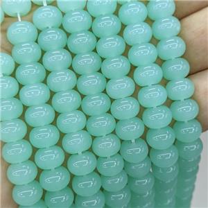 Jadeite Glass Beads Green Dye Smooth Rondelle, approx 10mm [GS2816]