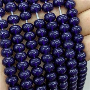Jadeite Glass Beads Darkpurple Dye Smooth Rondelle, approx 10mm [GS2817]