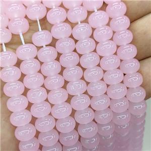 Jadeite Glass Beads Pink Dye Smooth Rondelle, approx 10mm [GS2818]