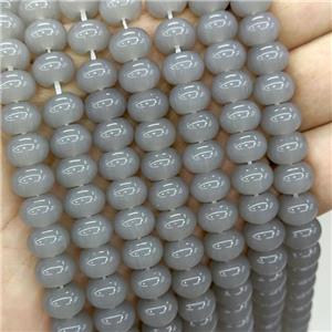 Jadeite Glass Beads Gray Dye Smooth Rondelle, approx 10mm [GS2820]