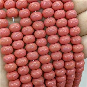 Jadeite Glass Beads Peach Dye Smooth Rondelle, approx 10mm [GS2827]