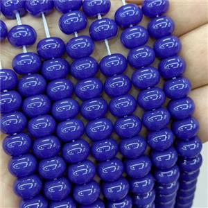 Jadeite Glass Beads Deepblue Dye Smooth Rondelle, approx 10mm [GS2828]