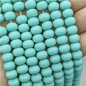 Jadeite Glass Beads Green Dye Smooth Rondelle, approx 10mm [GS2829]