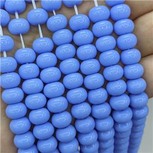 Jadeite Glass Beads Blue Dye Smooth Rondelle, approx 10mm [GS2833]