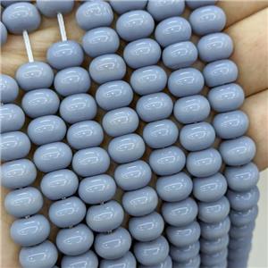 Jadeite Glass Beads SilverGray Dye Smooth Rondelle, approx 10mm [GS2834]