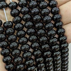 Jadeite Glass Beads Black Dye Smooth Rondelle, approx 10mm [GS2836]