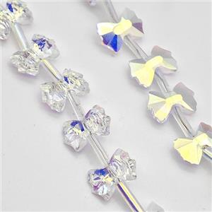 Chinese Crystal Glass Bow Beads White AB-Color, approx 7-10mm [GS2837]