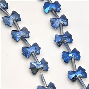 Chinese Crystal Glass Bow Beads Blue, approx 7-10mm [GS2838]