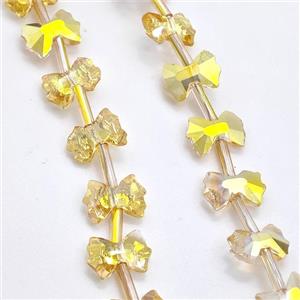 Chinese Crystal Glass Bow Beads Golden, approx 7-10mm [GS2843]
