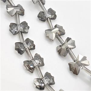 Chinese Crystal Glass Bow Beads Gray, approx 7-10mm [GS2844]