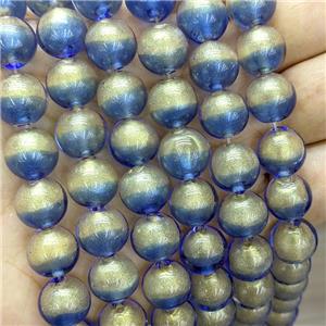 Blue Foil Glass Round Beads Smooth, approx 12mm, 33pcs per st [GS2846]