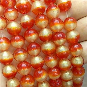 Red Foil Glass Round Beads Smooth, approx 12mm, 33pcs per st [GS2848]