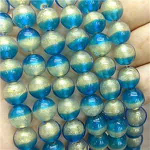 Aqua Foil Glass Round Beads Smooth, approx 12mm, 33pcs per st [GS2849]