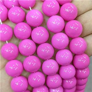 Hotpink Lacquered Glass Beads Smooth Round, approx 16mm [GS2856]