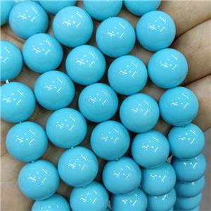 Turqblue Lacquered Glass Beads Smooth Round, approx 16mm [GS2857]