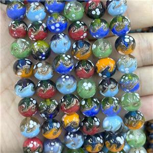 Lampwork Glass Round Beads Smooth Mixed Color, approx 12mm, 33pcs per st [GS2864]