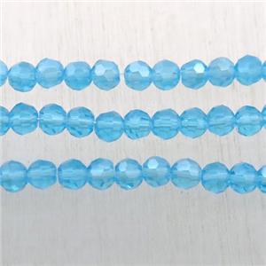 skyblue faceted chinese crystal glass ball beads, AB-color electroplated, approx 3mm dia, 200pcs per st [GSICC1581]