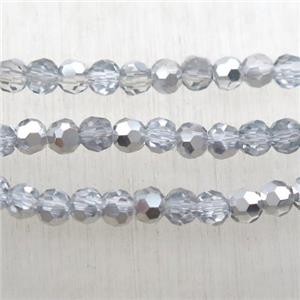faceted chinese crystal glass ball beads, half silver electroplated, approx 3mm dia, 200pcs per st [GSICC1582]