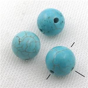 blue round Magnesite Turquoise Beads with 3hole, approx 14mm dia [GT10395-14MM]