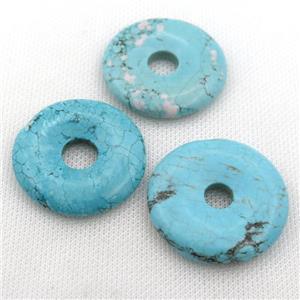 Magnesite Turquoise donut pendant, approx 40mm dia [GT10403]