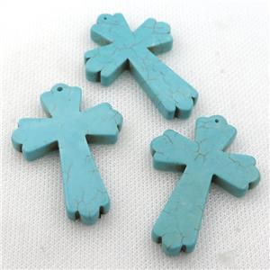 Magnesite Turquoise cross pendant, approx 37-52mm [GT10408]