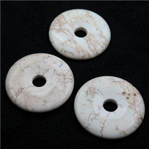 natural white Magnesite Turquoise donut pendant, approx 50mm dia [GT10414]