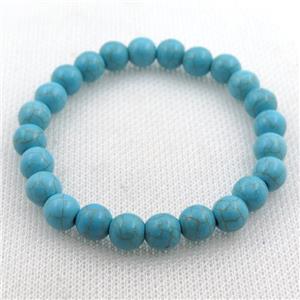 Synthetic Turquoise Bracelets, stretchy, approx 8mm, 58mm dia [GT10425]