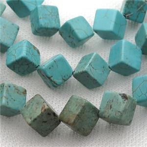 Magnesite Turquoise cube beads, approx 10mm [GT10427]