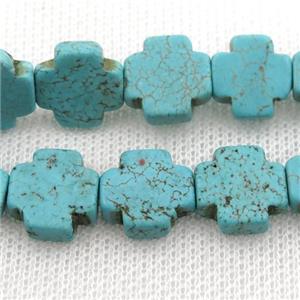 Magnesite Turquoise cross beads, approx 12mm [GT10467]