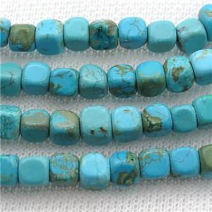 Magnesite Turquoise cube beads, approx 6mm [GT10496]